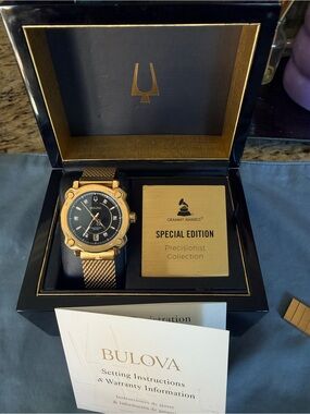 Bulova Gold Tone Watch with Black Dial - Special Edition